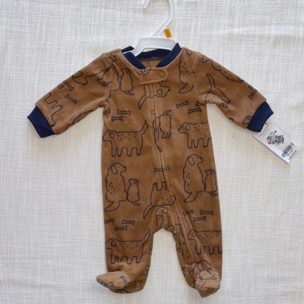 Carter's Brown and Navy Animal Print Footie
